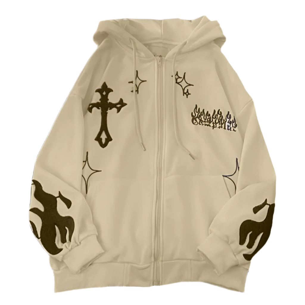Embroidered Cross-Fire Cashmere Hoodie