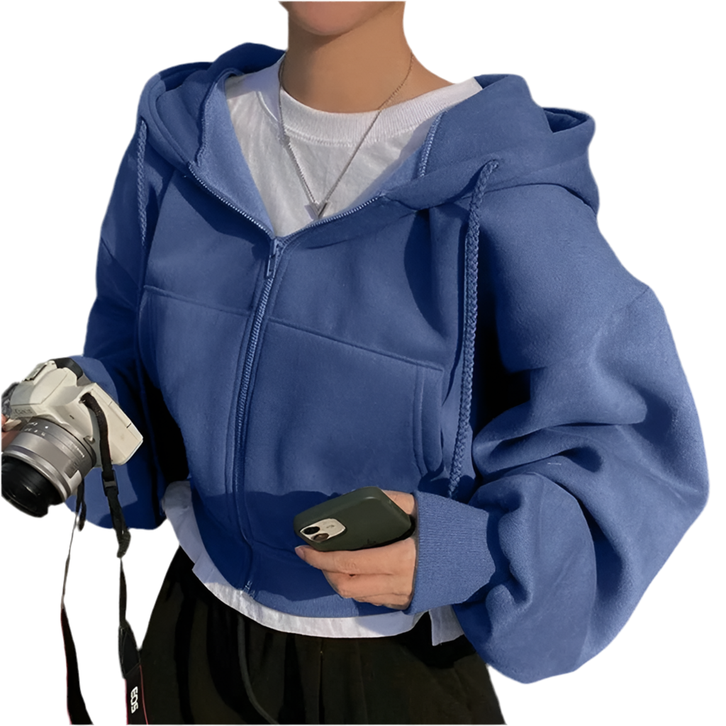 Y2K Cropped Zip-Up Hoodie