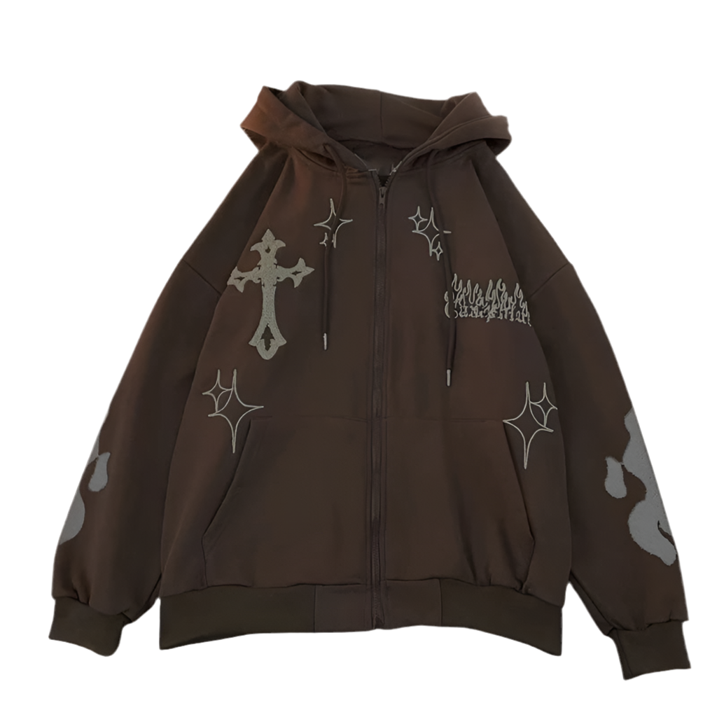 Embroidered Cross-Fire Cashmere Hoodie