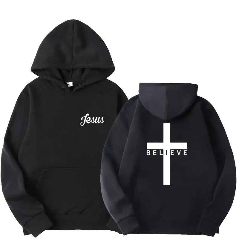 Believe Cross Print Hoodie