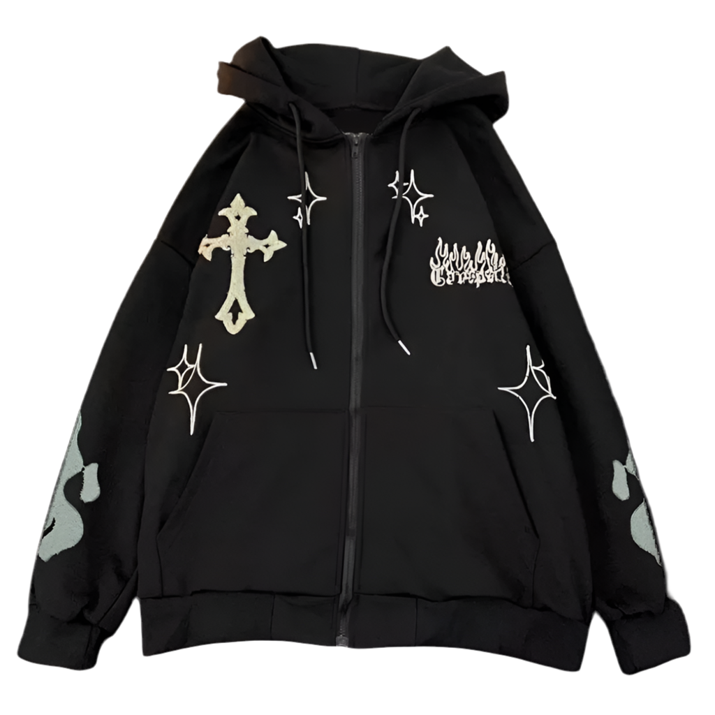 Embroidered Cross-Fire Cashmere Hoodie