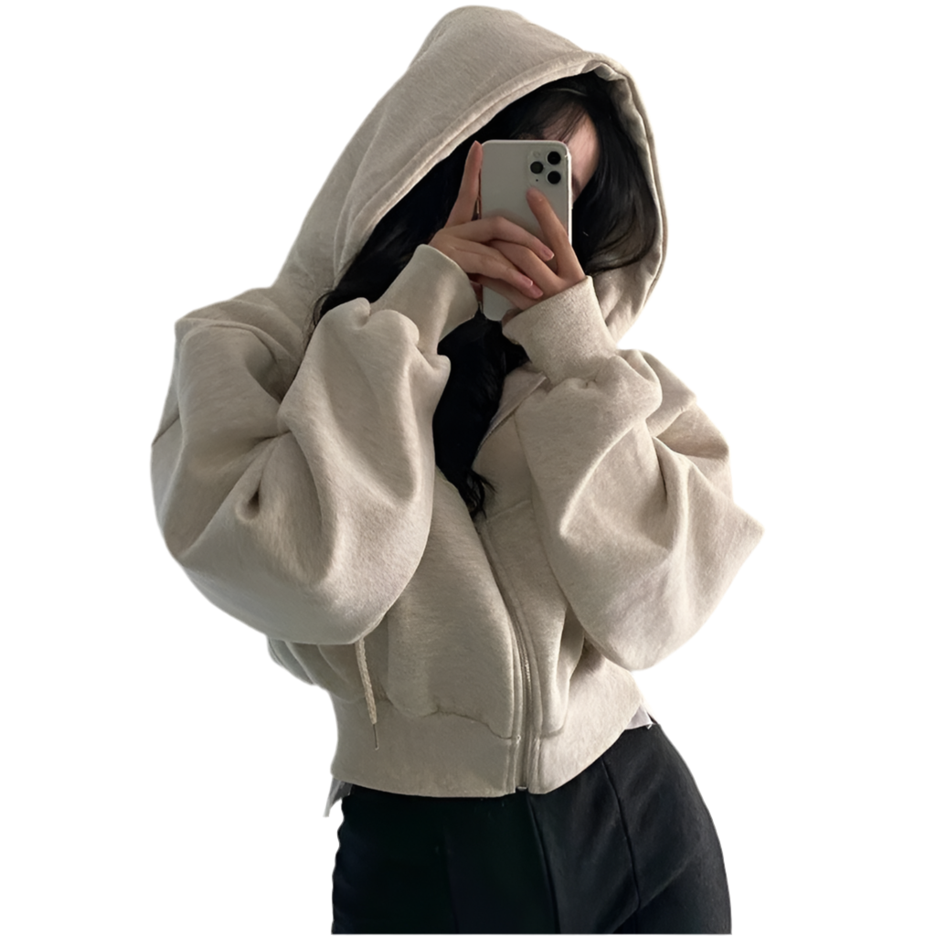 Y2K Cropped Zip-Up Hoodie
