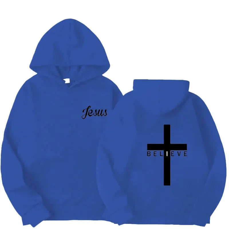 Believe Cross Print Hoodie