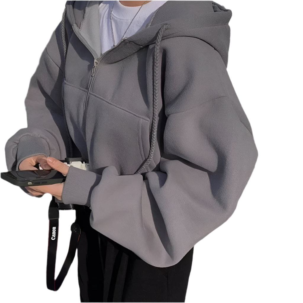 Y2K Cropped Zip-Up Hoodie