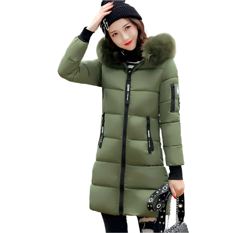 Elegant Women's Fur Collar Winter Parka