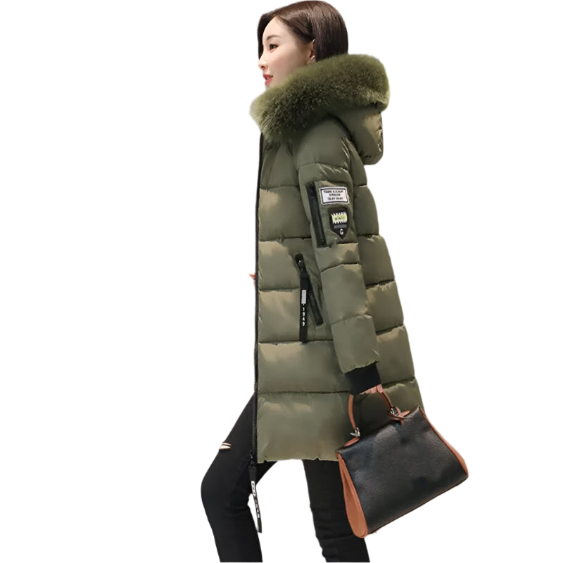 Elegant Women's Fur Collar Winter Parka