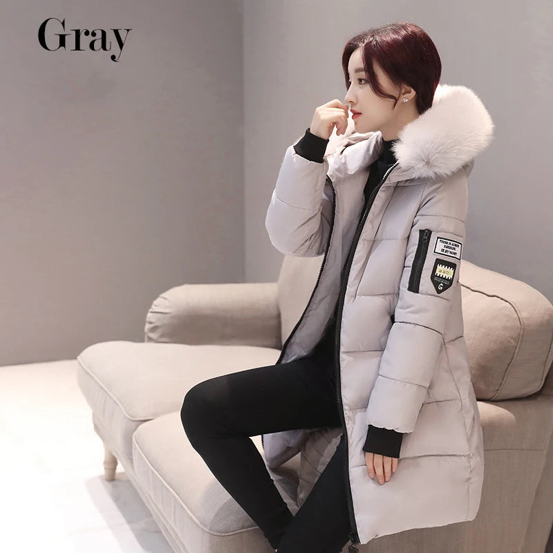 Elegant Women's Fur Collar Winter Parka