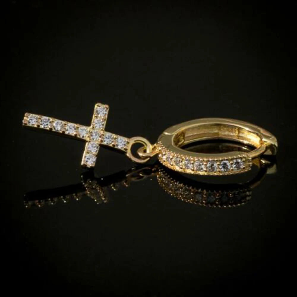 Huitan Stylish Arrow Cross Zircon Drop Earrings