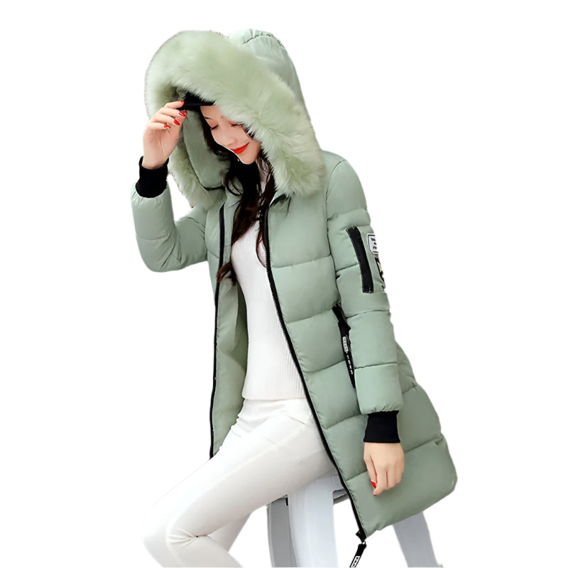 Elegant Fur Collar Winter Parka