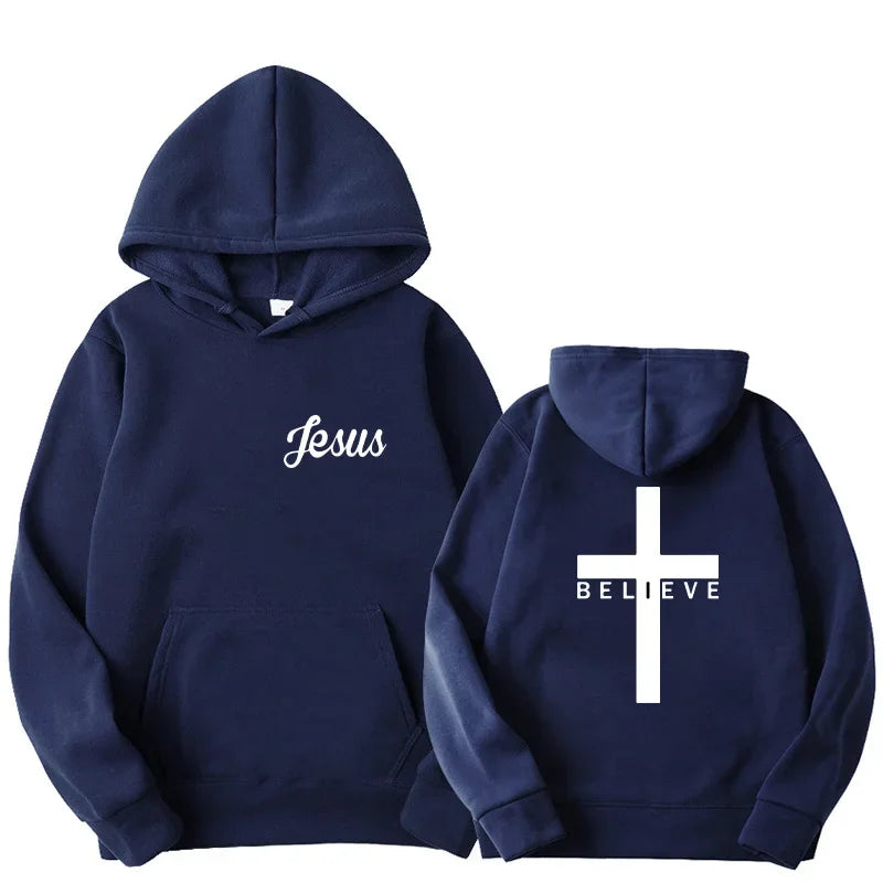 Believe Cross Print Hoodie