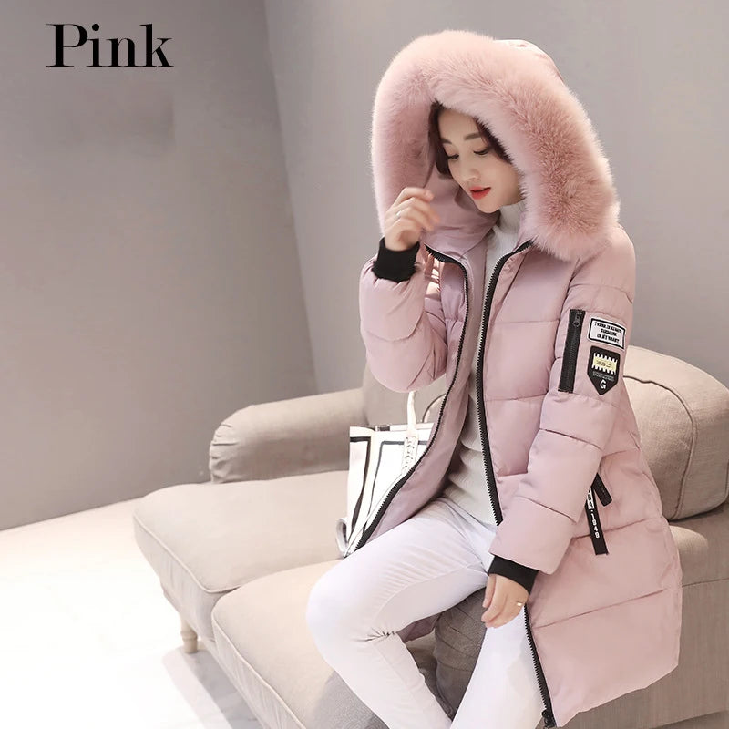 Elegant Women's Fur Collar Winter Parka