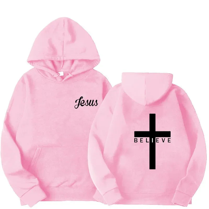 Believe Cross Print Hoodie