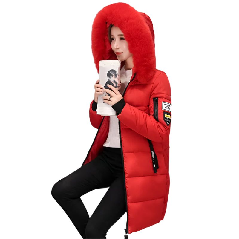Elegant Fur Collar Winter Parka