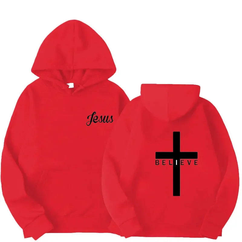 Believe Cross Print Hoodie