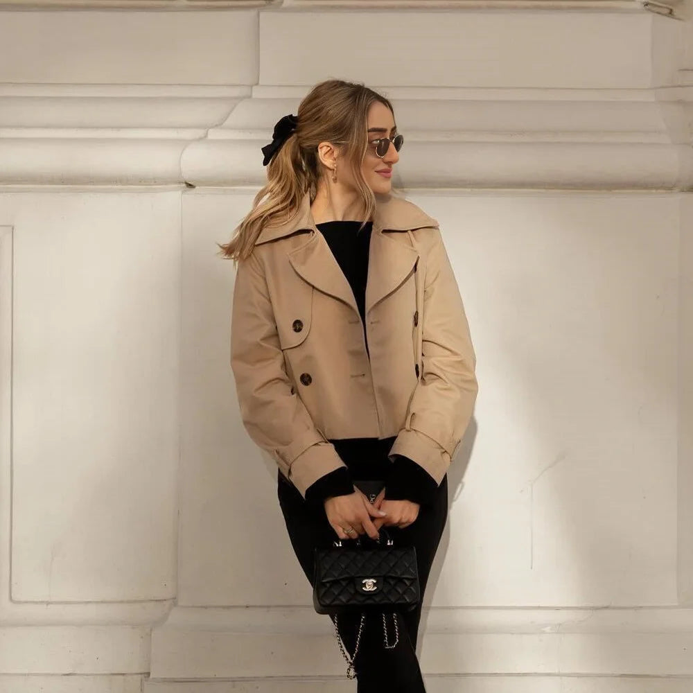 Ladies Chic Cropped Trench Jacket