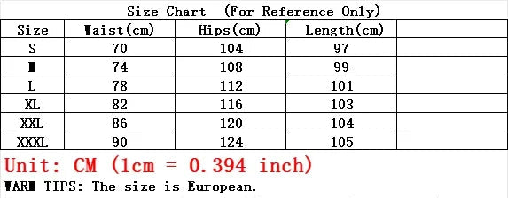 Size chart for pants with measurement points and text instructions on a white background
