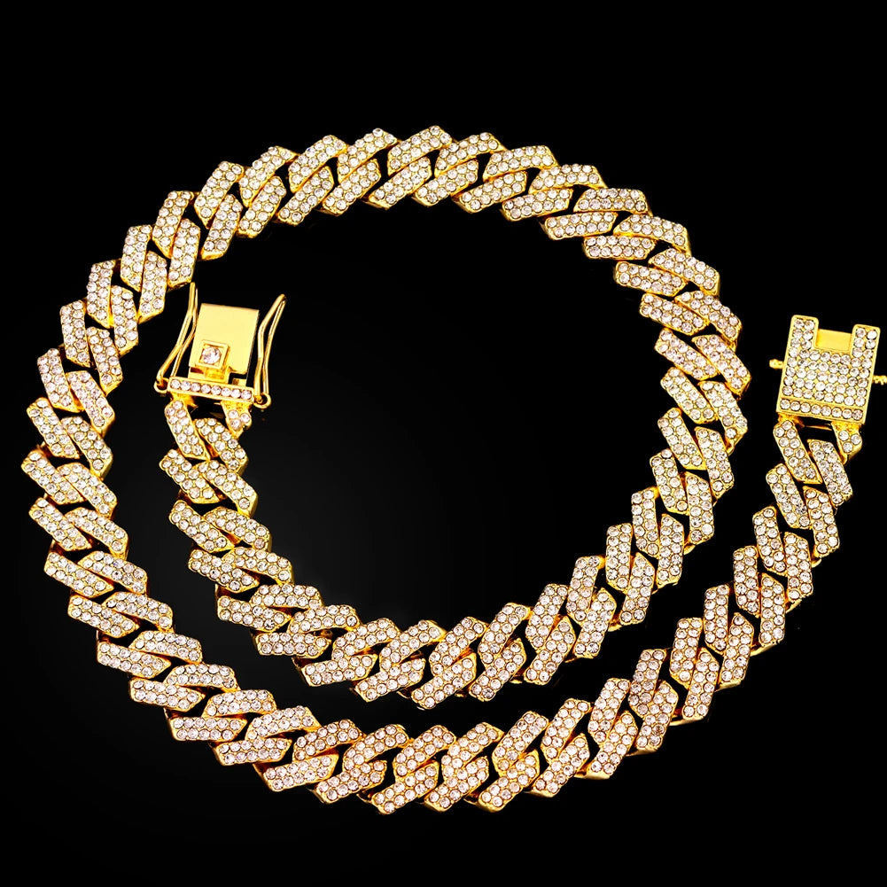 2-Row Miami Iced Cubed Link Necklace