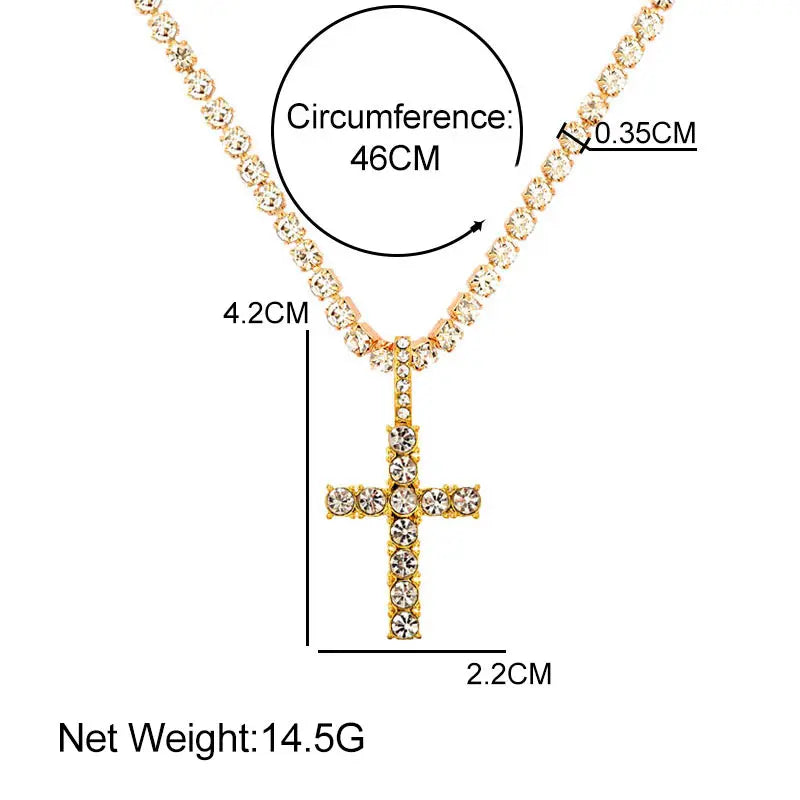 2-Piece Iced Cross & Cuban Chain Set