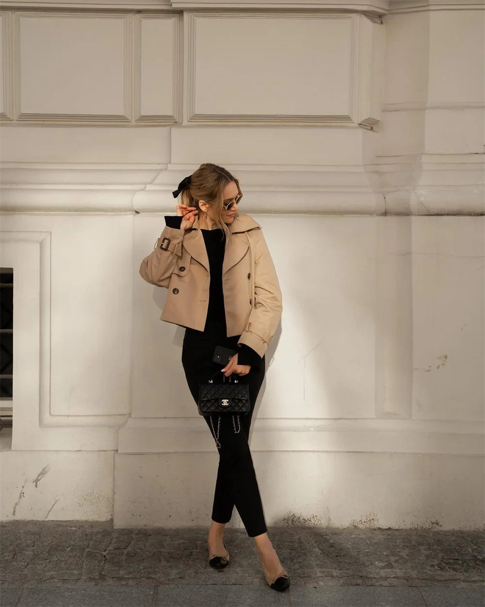 Ladies Chic Cropped Trench Jacket