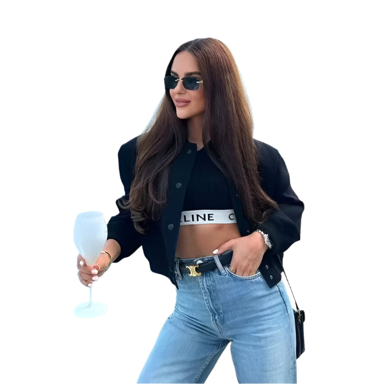 Women's Cropped Aviator Bomber Jacket