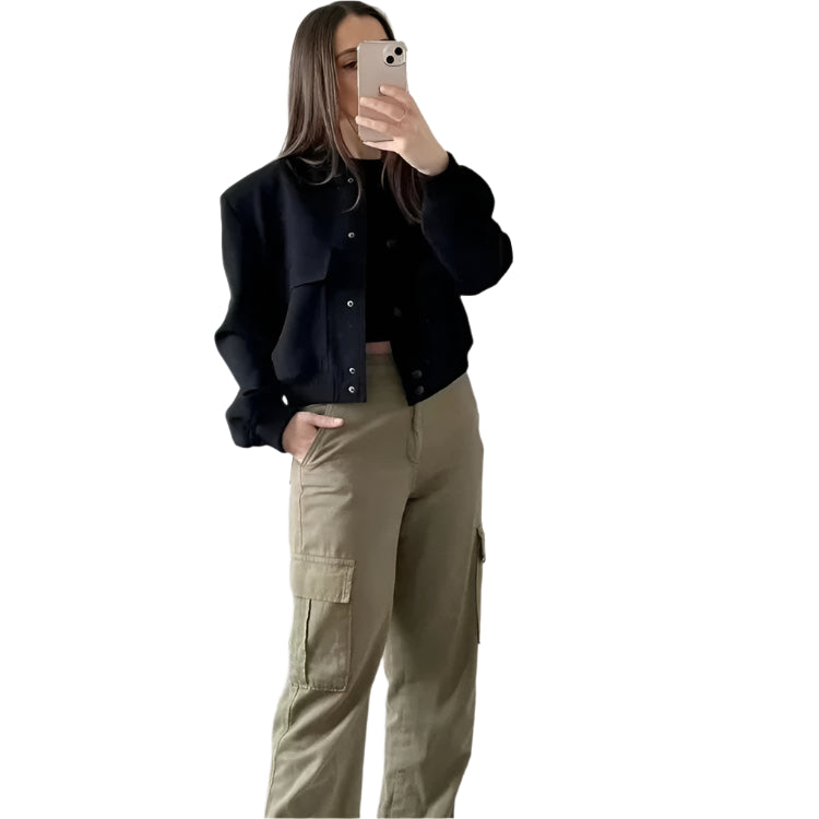 Women's Cropped Aviator Bomber Jacket