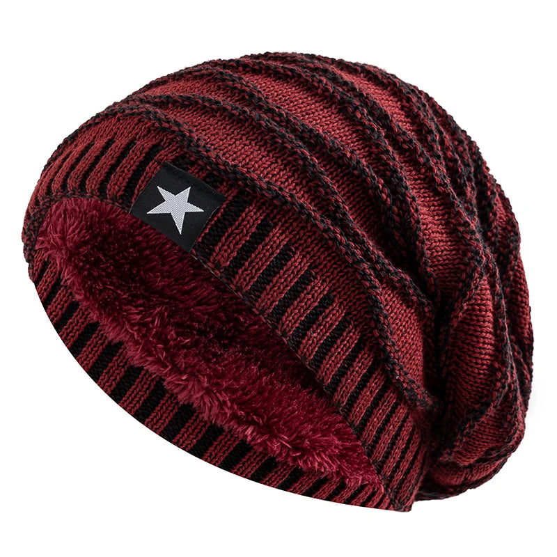 Winter Fur-Lined Slouchy Star Beanie