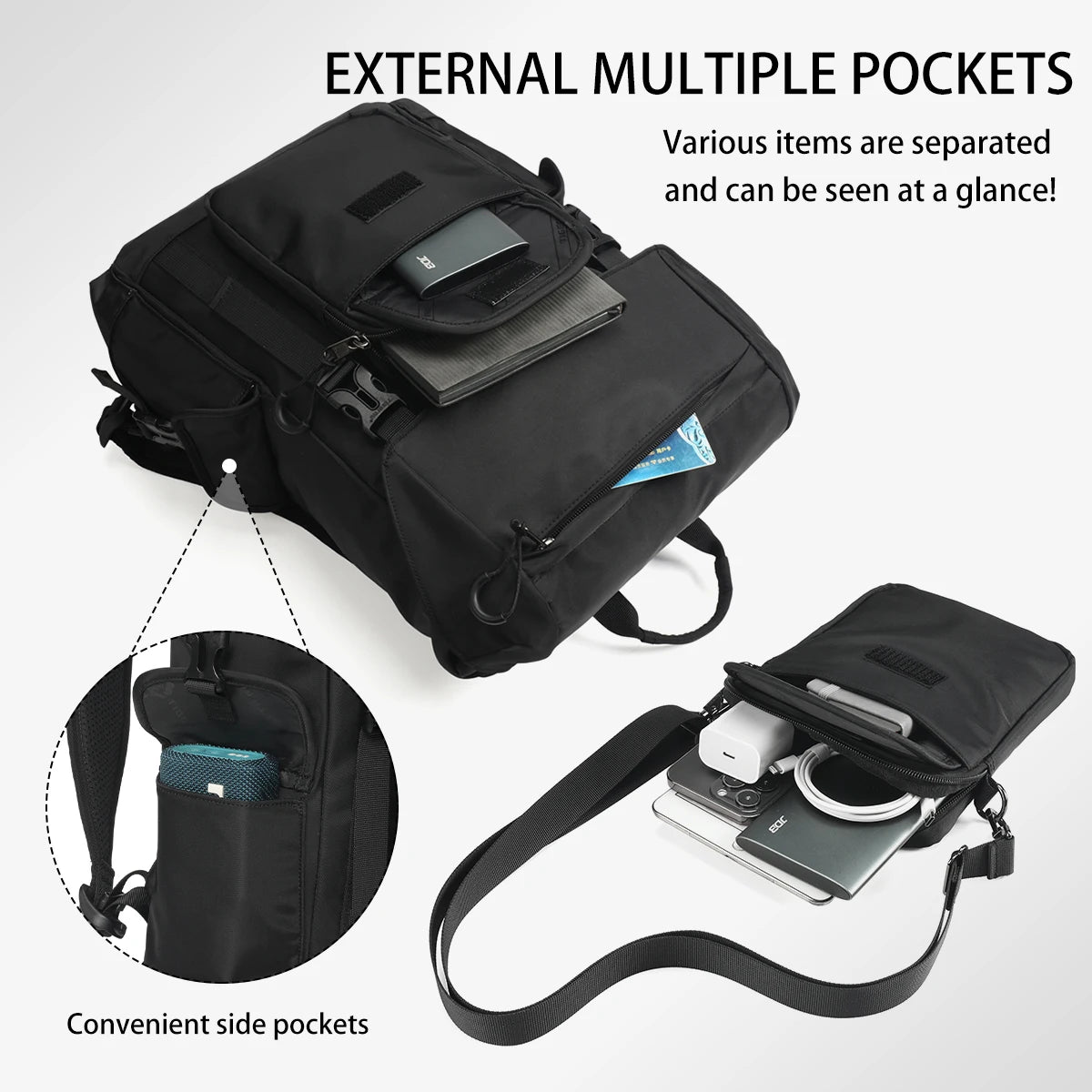 Multi-functional Modular Backpack With Removable Small Shoulder Bags