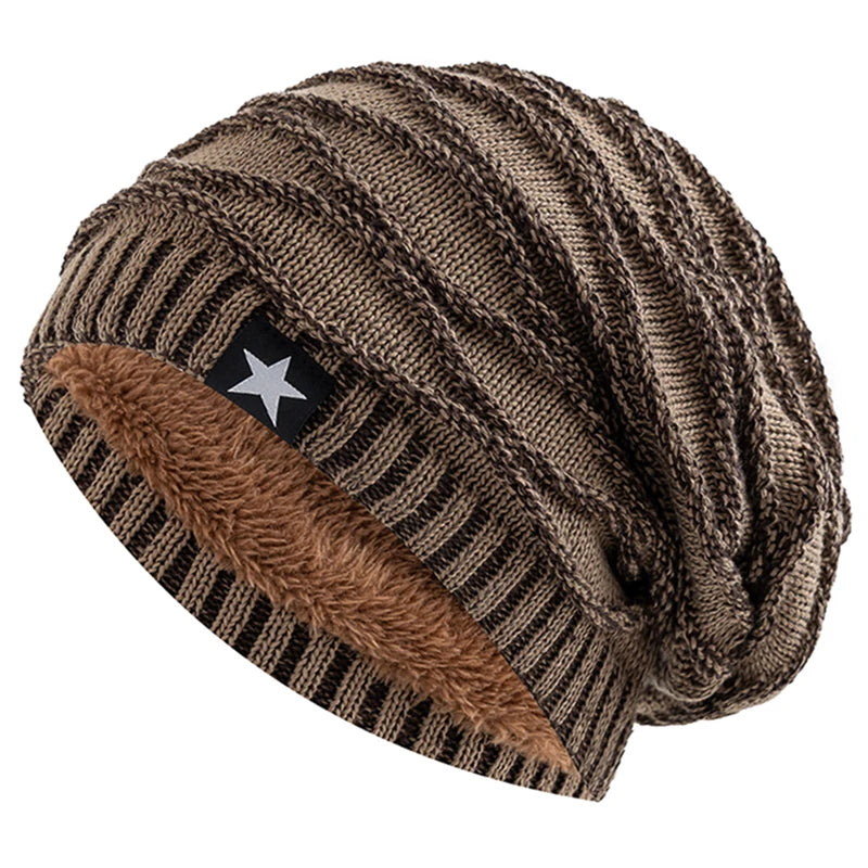 Winter Fur-Lined Slouchy Star Beanie