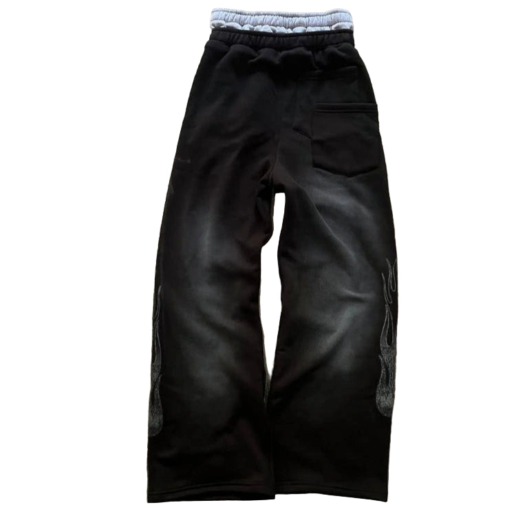 Loose High Street Embroidered Straight Pants
