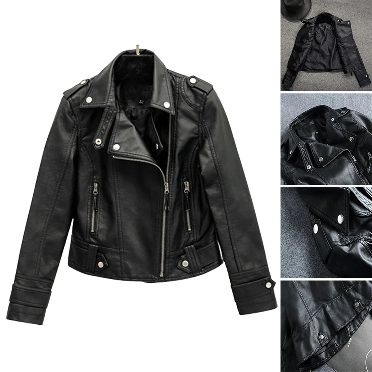 Women's 2024 Chic Leather Moto Jacket