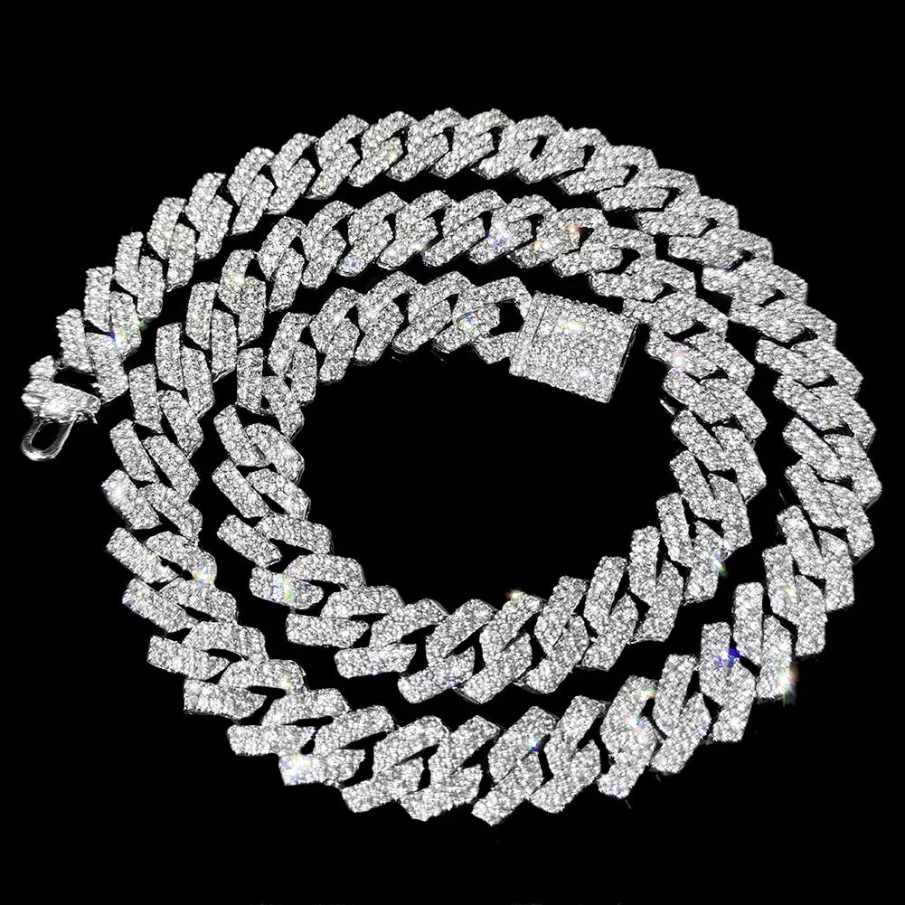 2-Row Miami Iced Cubed Link Necklace