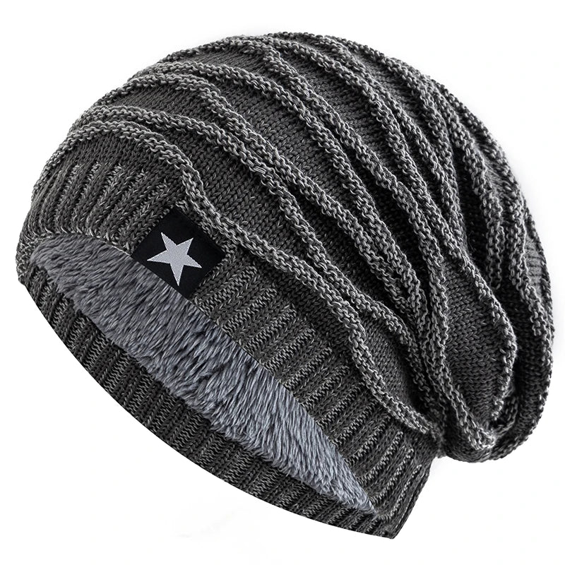 Winter Fur-Lined Slouchy Star Beanie