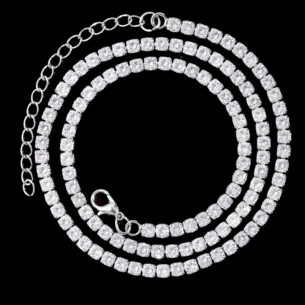 2-Row Miami Iced Cubed Link Necklace