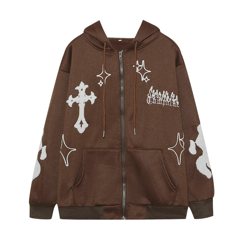 Embroidered Cross-Fire Cashmere Hoodie