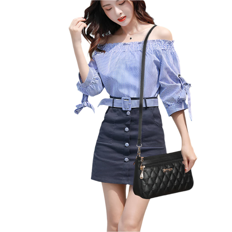 'Sac a Main' Ladies Embroidered Leather Messenger Handbag