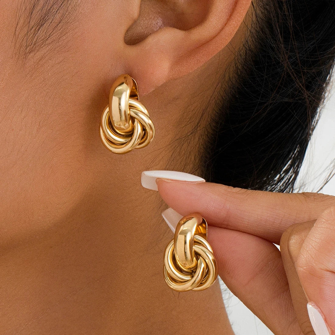 Gold Double-Ring Chunky Hoop Earrings