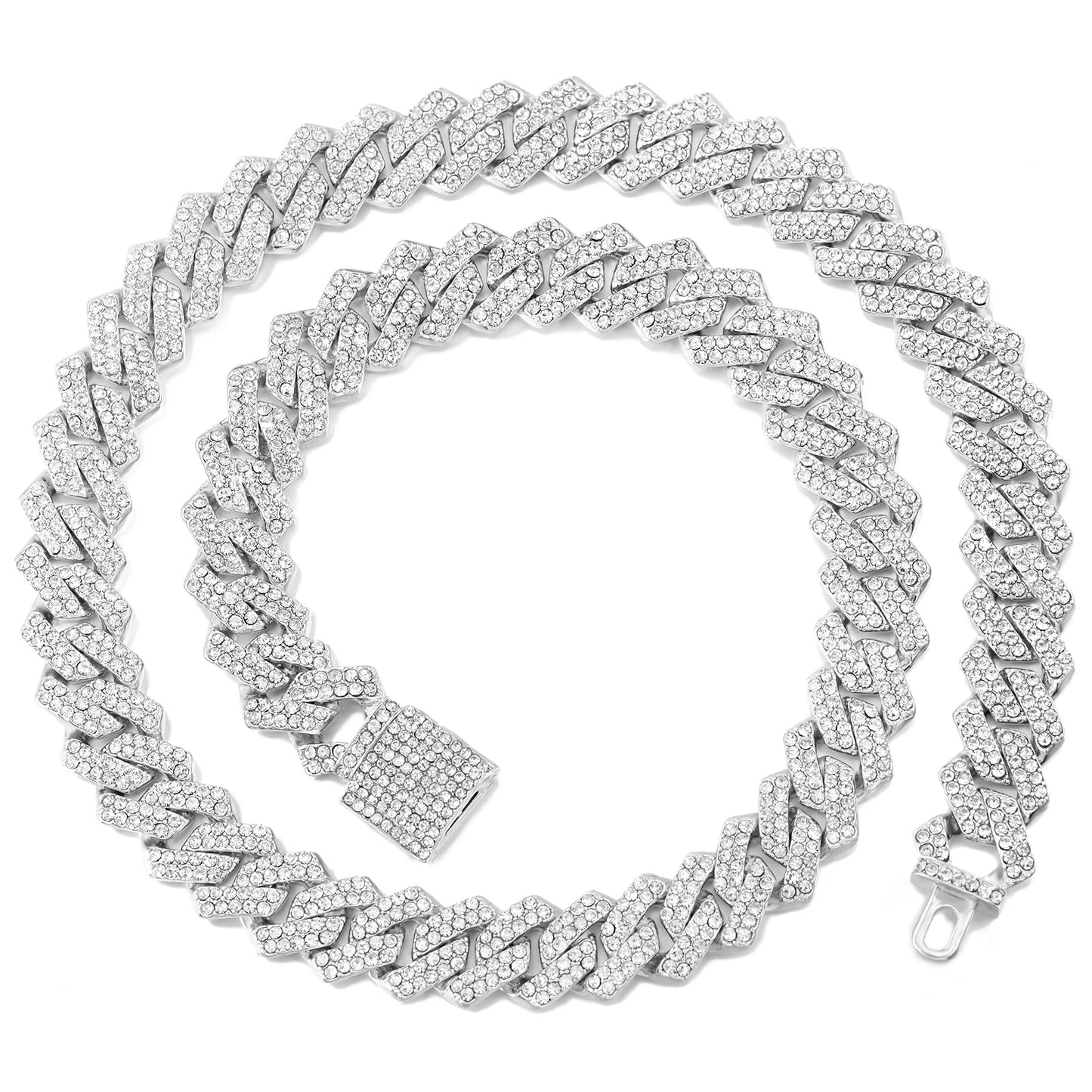 2-Row Miami Iced Cubed Link Necklace