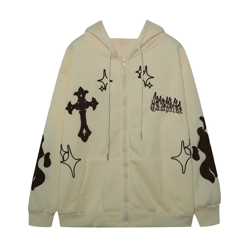 Embroidered Cross-Fire Cashmere Hoodie