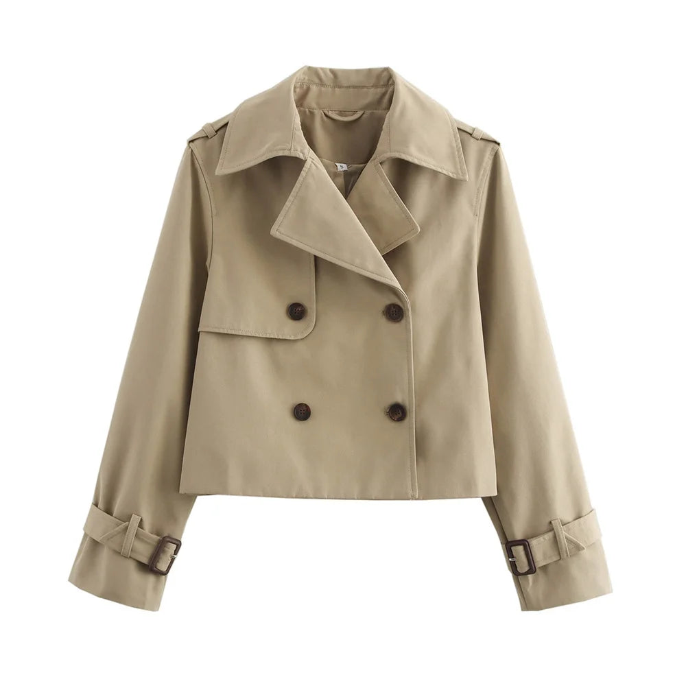 Ladies Chic Cropped Trench Jacket