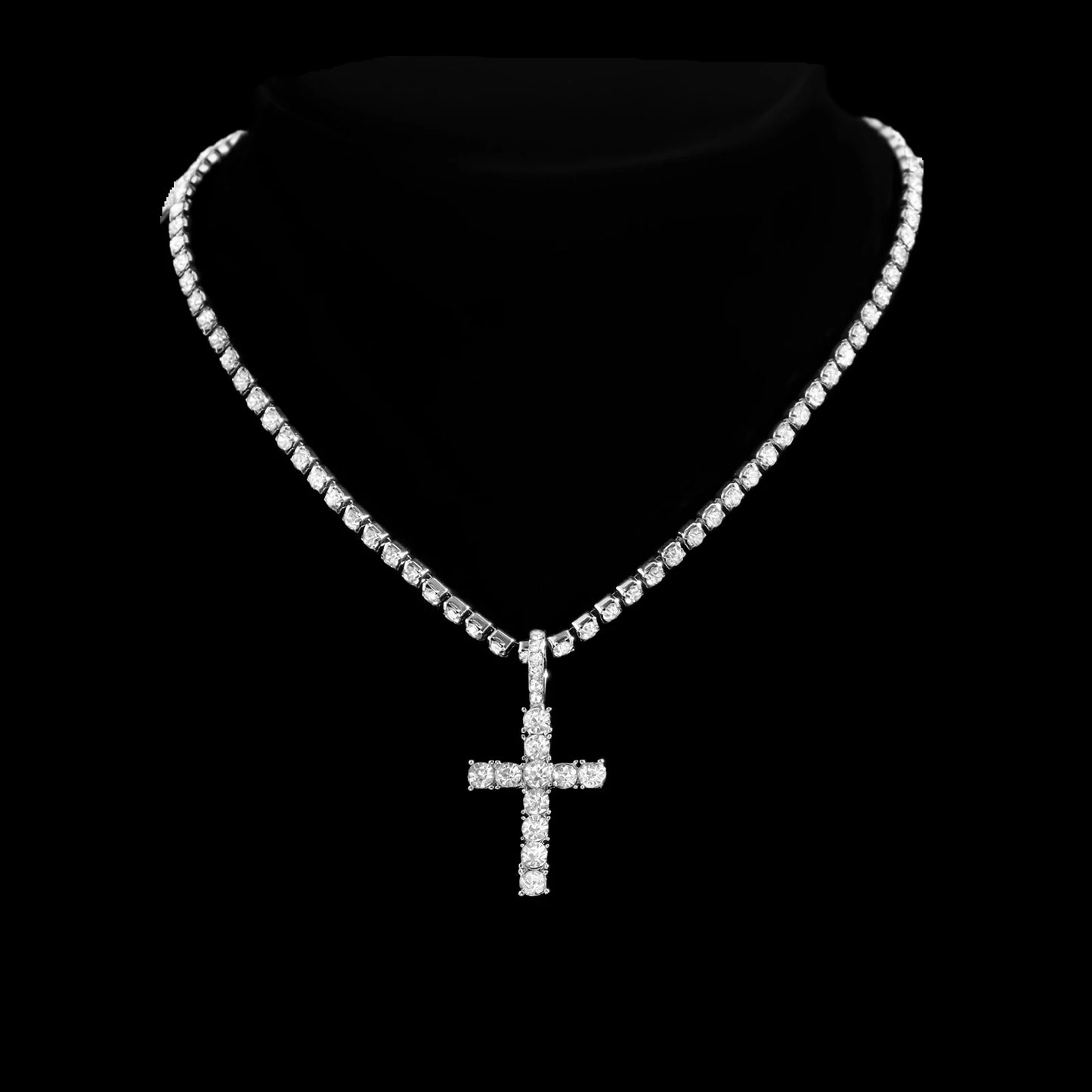 2-Piece Iced Cross & Cuban Chain Set