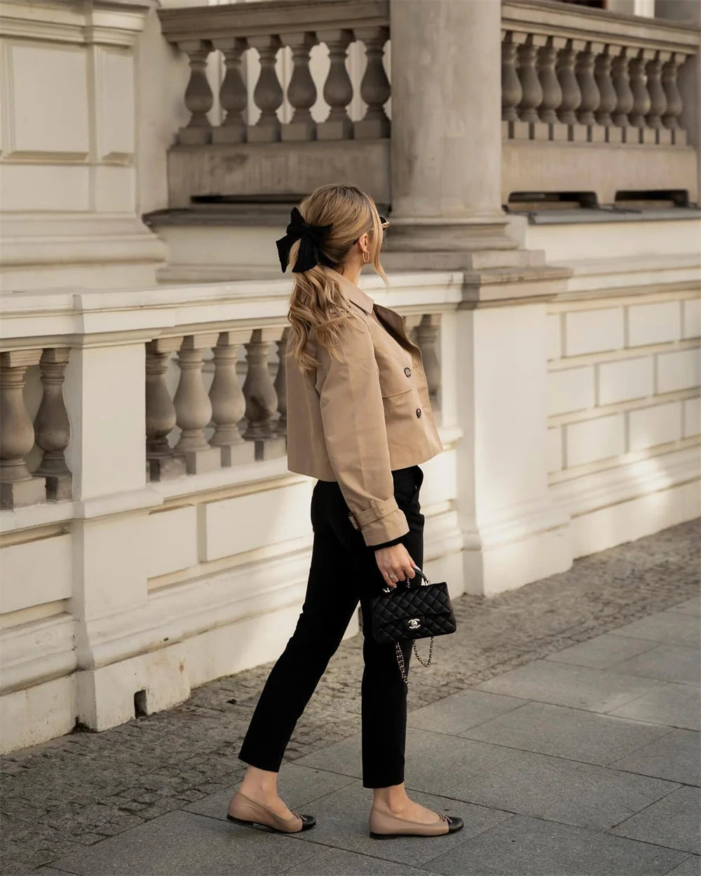 Ladies Chic Cropped Trench Jacket