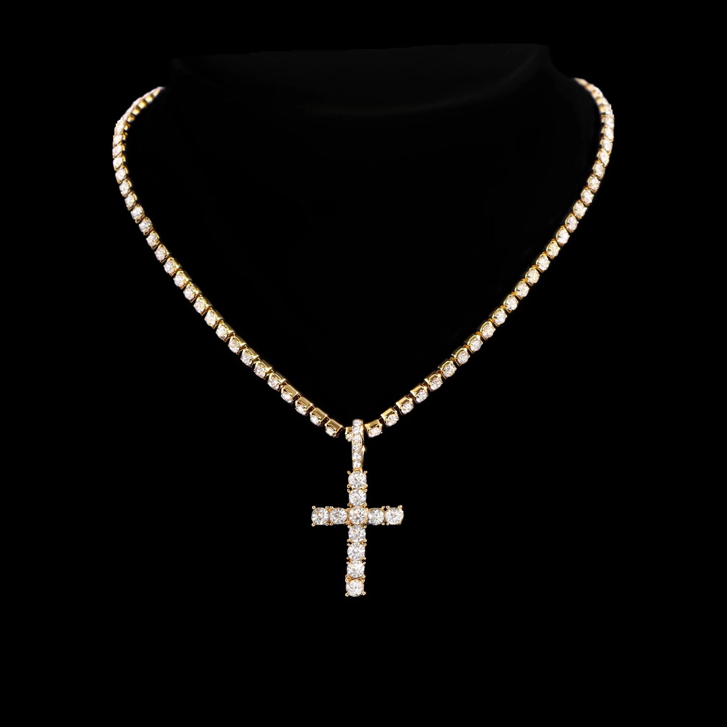 2-Piece Iced Cross & Cuban Chain Set