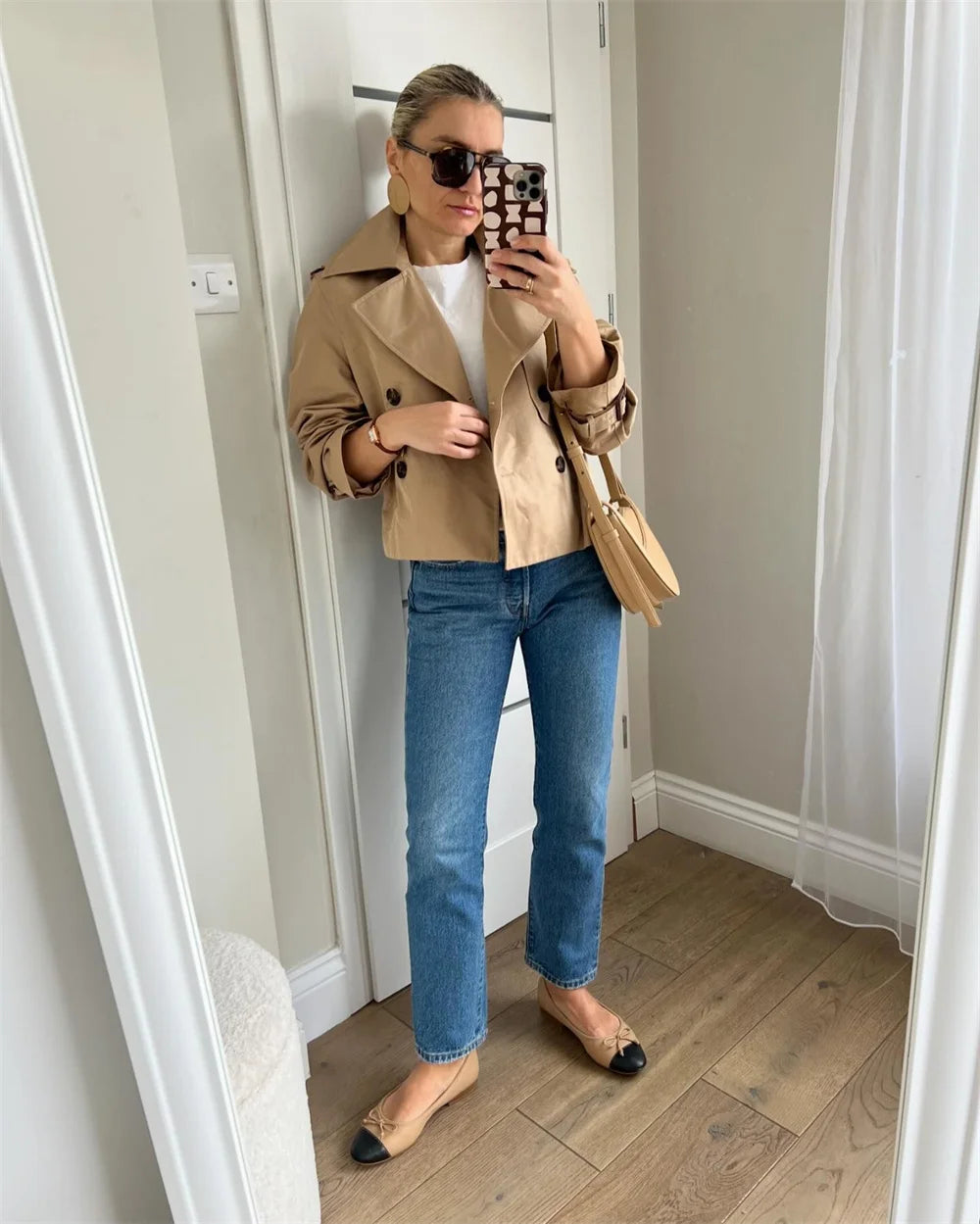 Ladies Chic Cropped Trench Jacket