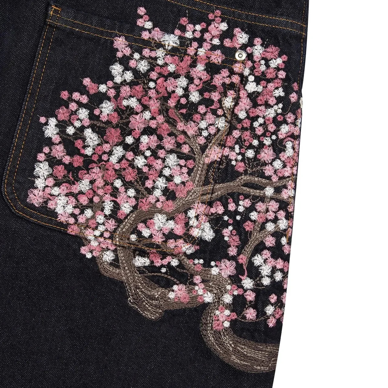 Y2K Cherry Blossom Wide-Leg Embroidery Denim Pants