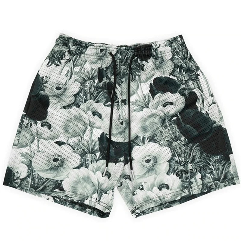 'Rose Design' Embroidery Fitness Shorts