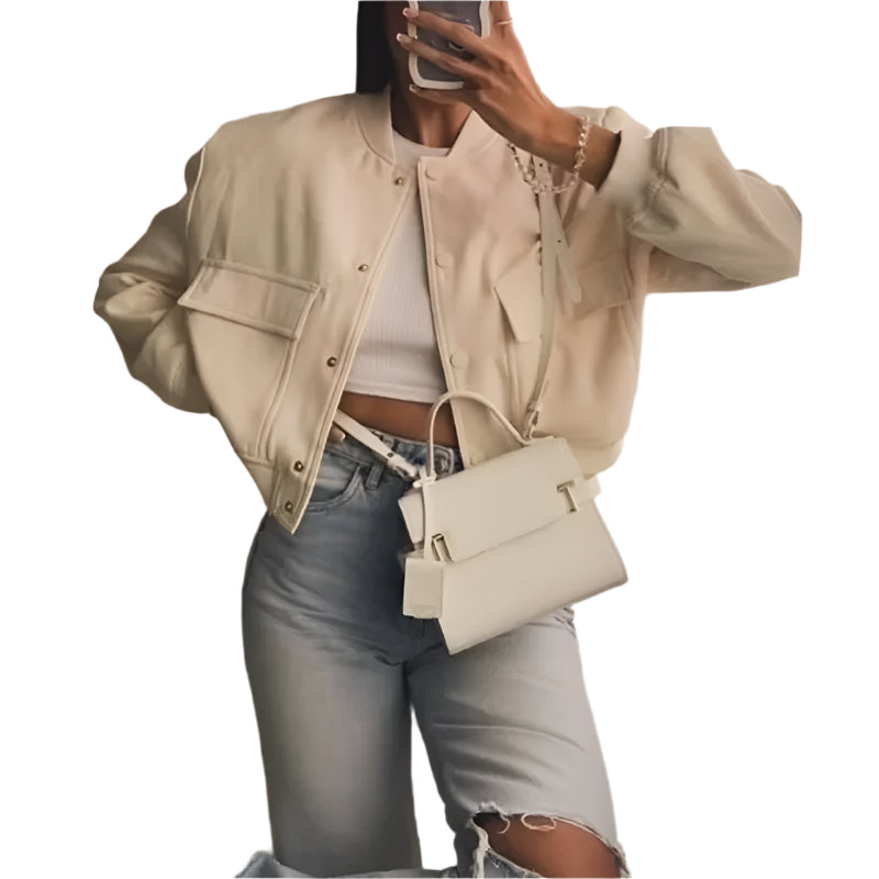 Women's Cropped Aviator Bomber Jacket