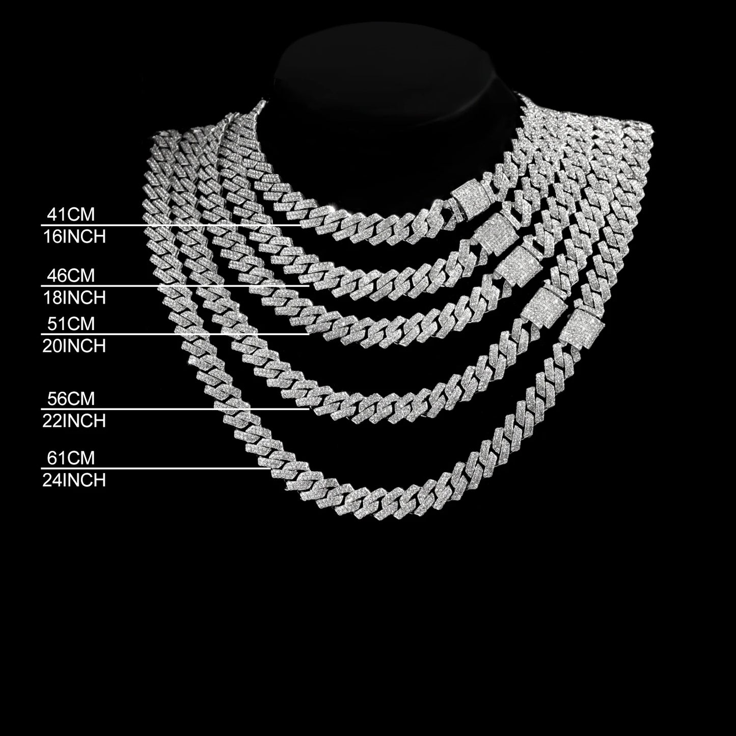 2-Row Miami Iced Cubed Link Necklace