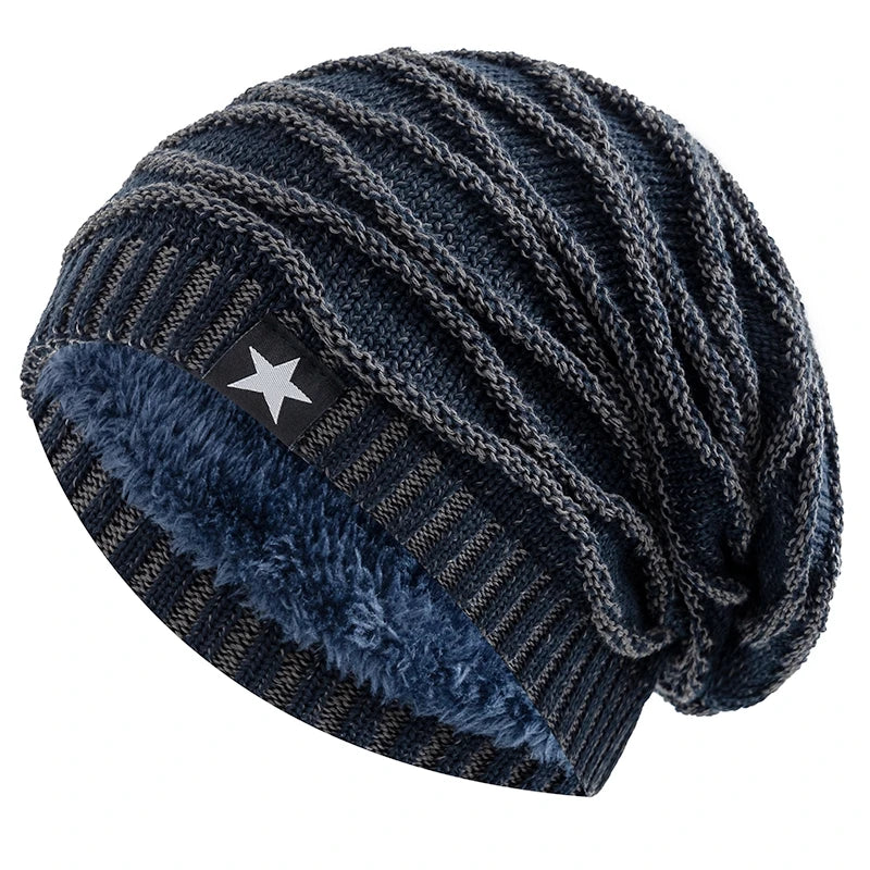 Winter Fur-Lined Slouchy Star Beanie