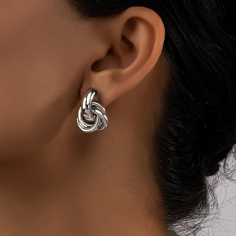 Gold Double-Ring Chunky Hoop Earrings