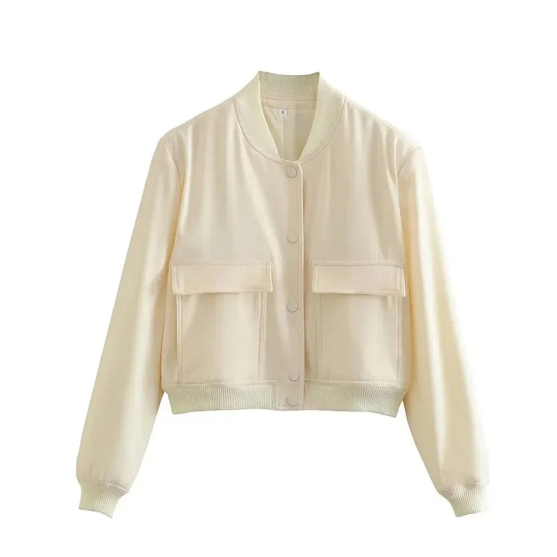 Women's Cropped Aviator Bomber Jacket